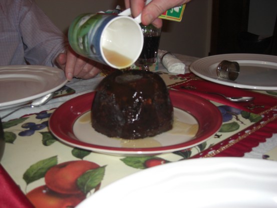 Christmas pudding and brandy