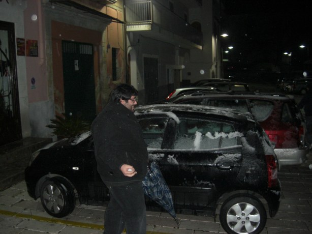 Snowball fight in Italy