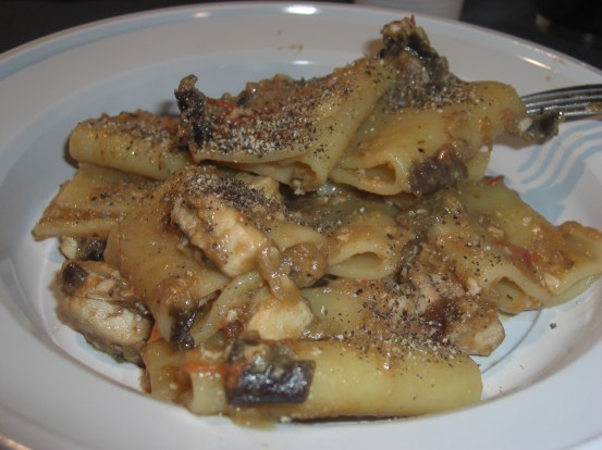 Pasta with swordfish and eggplant